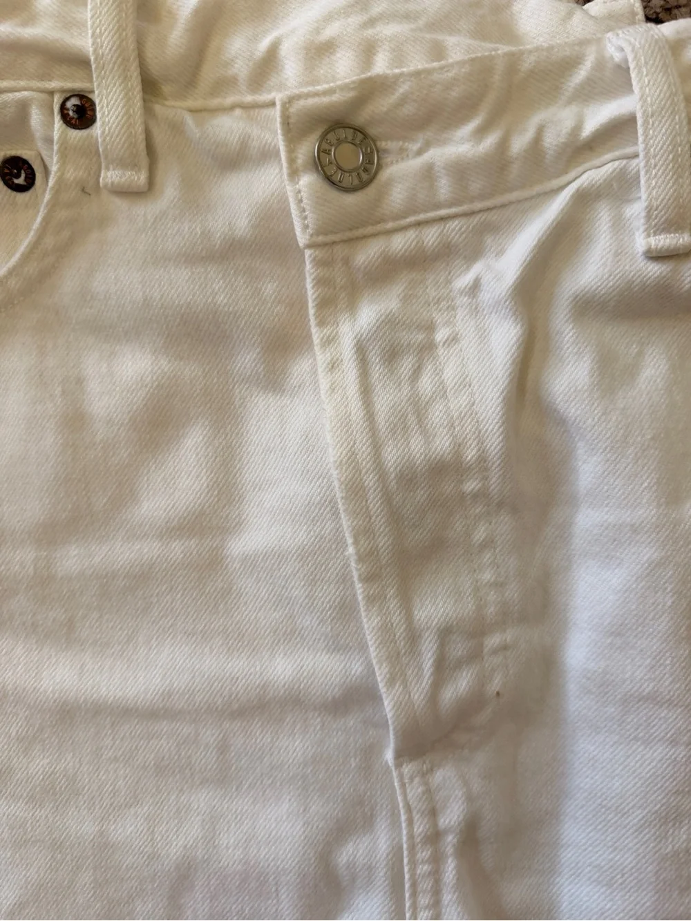 AGOLDE white denim shorts